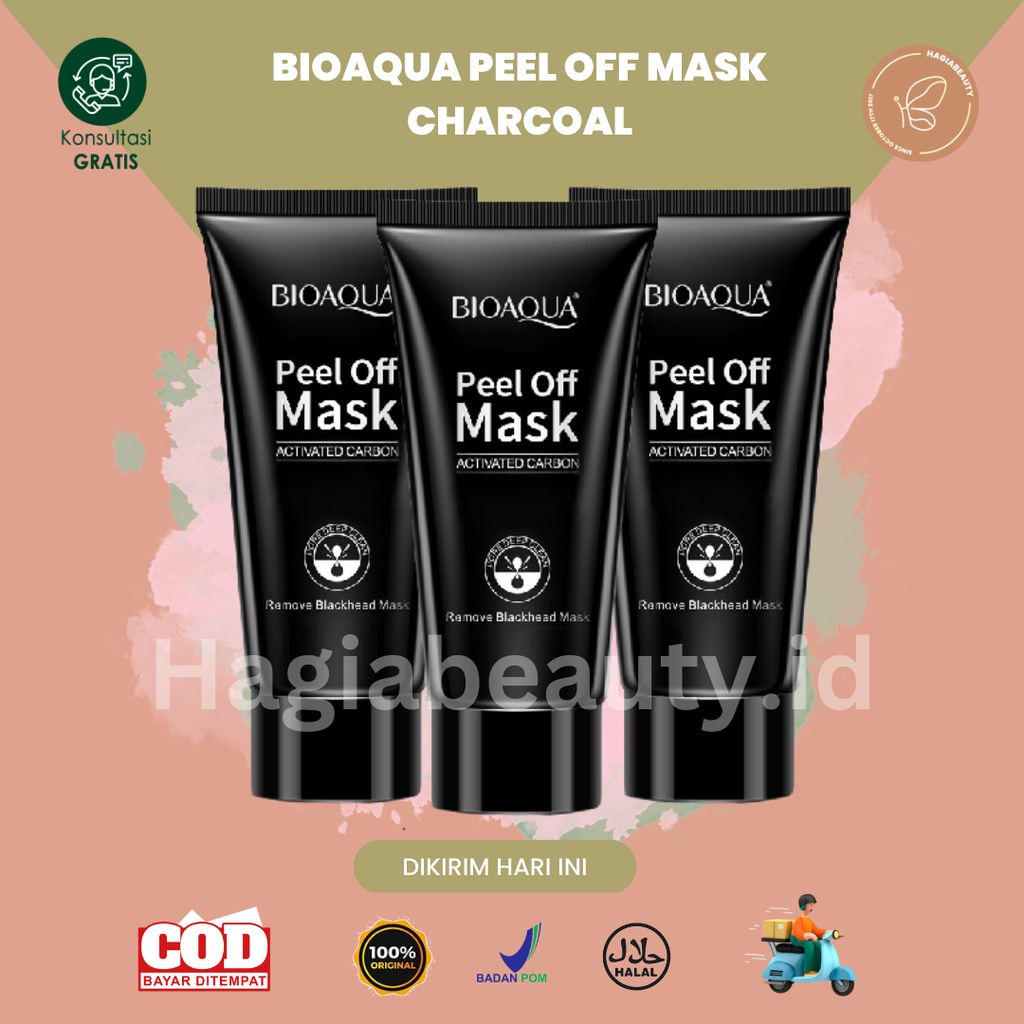 BISA COD - BIOAQUA - HANASUI  PEEL OF MASK CHARCOAL ANTI-BLACKHEAD - MASKER KOMEDO AMPUH DAN MURAH