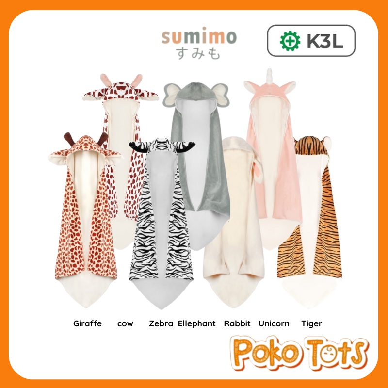 Sumimo Newborn Hoodie Blanket Baby Selimut Tidur Bayi Dilengkapi Dengan Topi Karakter Lucu