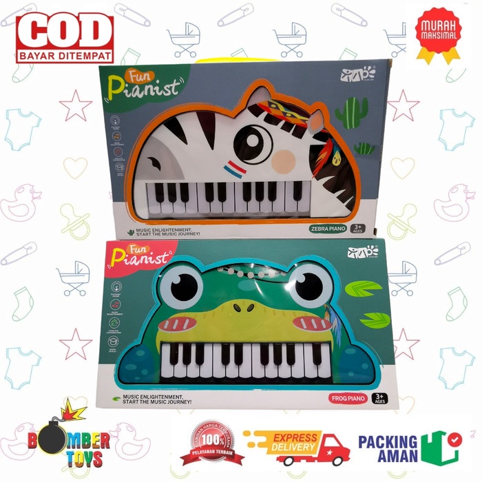 MAINAN ANAK PIANO GAMBAR HEWAN FUN PIANIST LUCU ZEBRA KATAK MUSIK UNIK