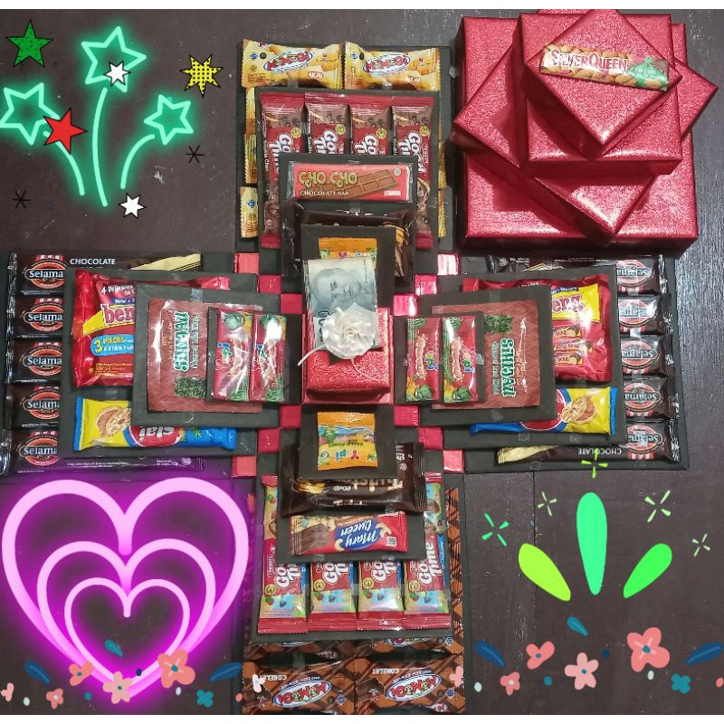 

EXPLOSION BOX / snack box / box kejutan 4 layer (25,20,15,10cm/set)