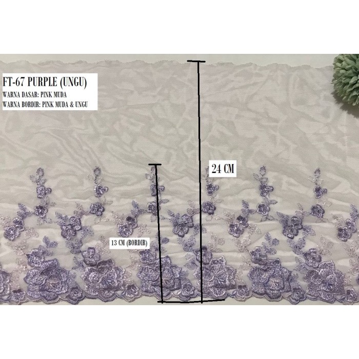 Renda Renda Tile Ft-67 Purple (Ungu) Lebar: 24 Cm