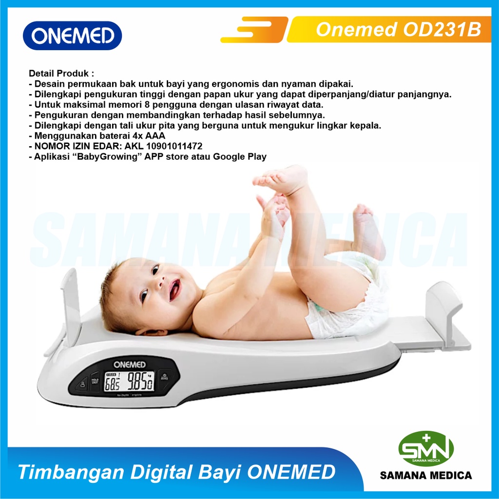 Timbangan Bayi Digital + Tinggi Badan ONEMED 721 Dengan BLUETOOTH Alat Ukur Berat Badan + Tinggi Badan Bayi Digital Onemed