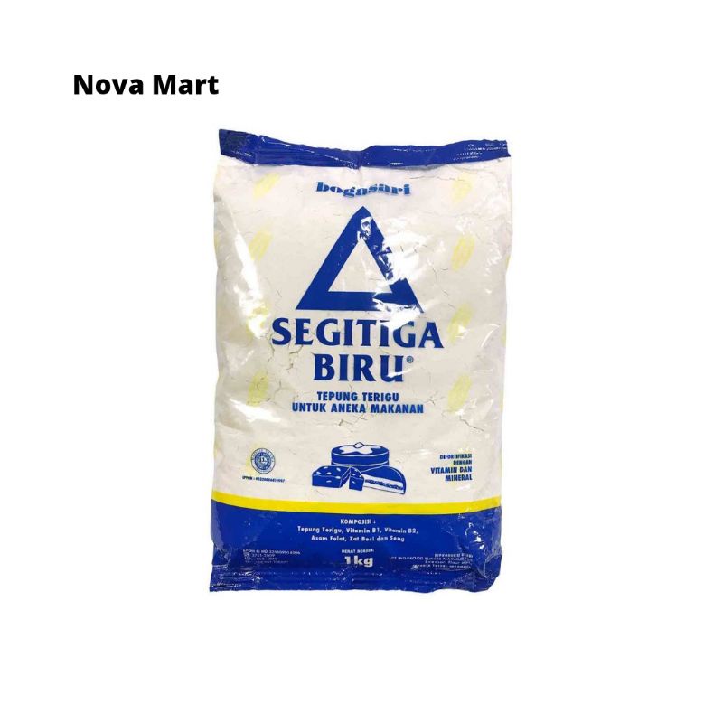 

[TERMURAH] Tepung Terigu Segitiga Biru Bogasari kemasan 1KG || Nova Mart