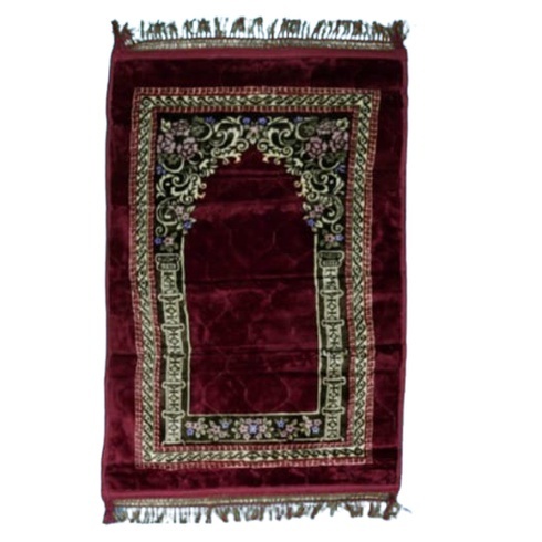 Sajadah TEBAL Motif KUBAH BUNGA Rumbai polos 2 (B)  Sajadah TERMURAH Uk 70cm x 110cm