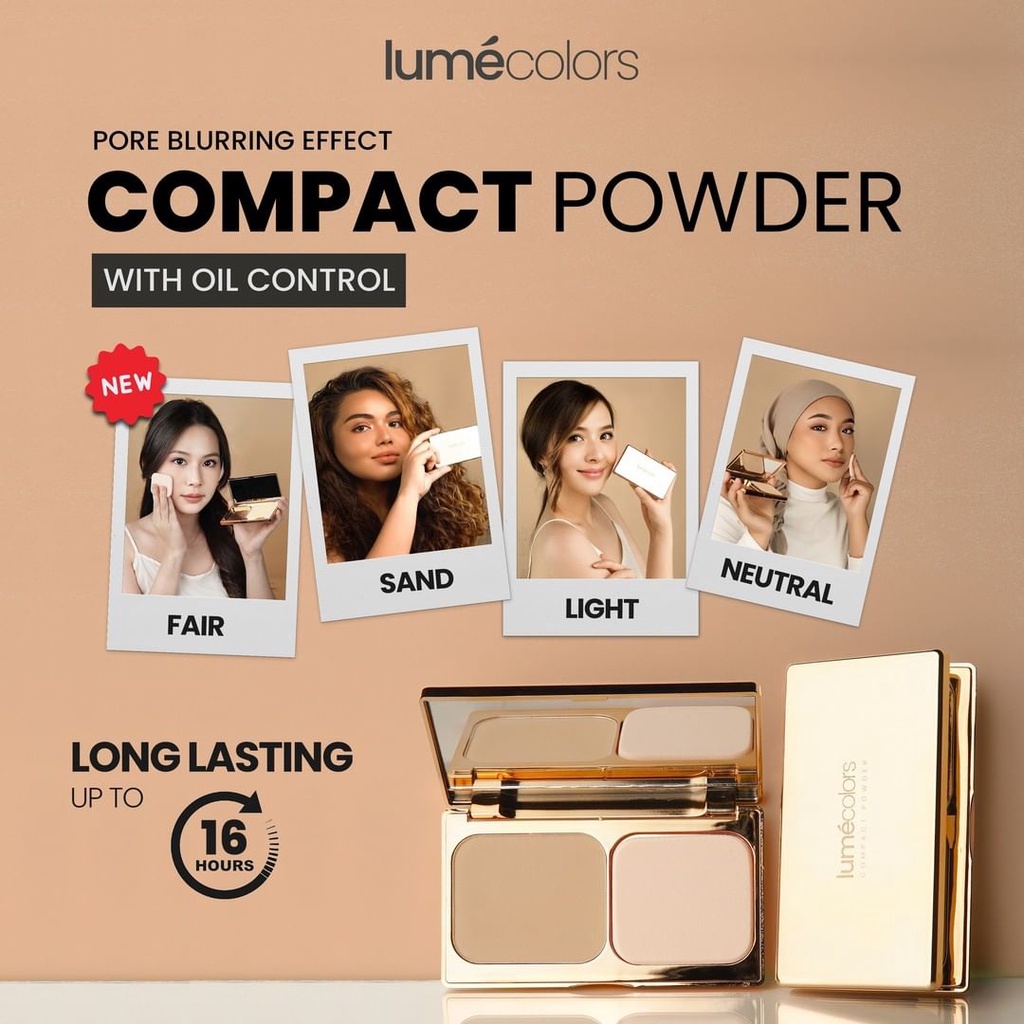 Compact Powder Lumecolors Foundation Make Up Bebas Minyak Bedak