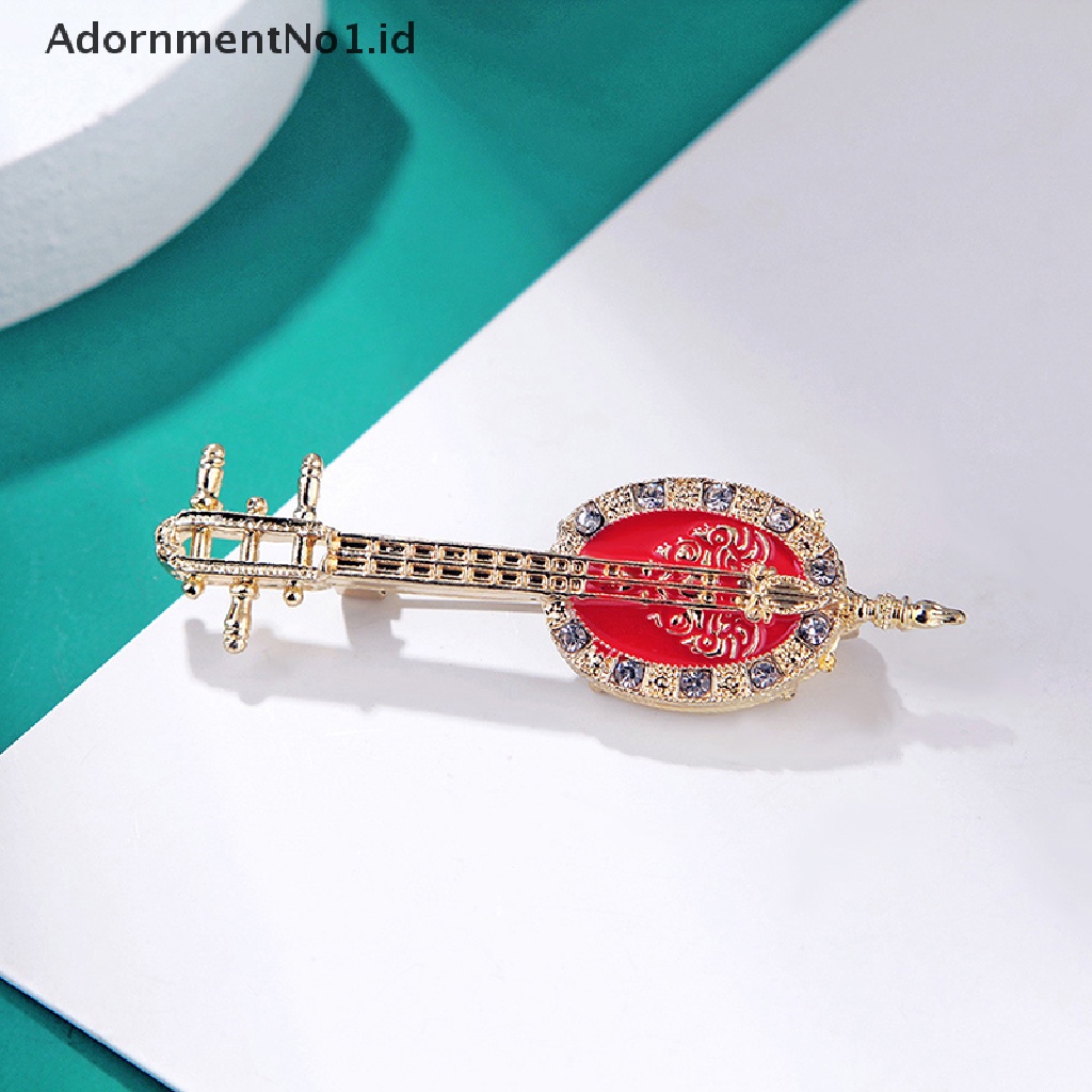 [AdornmentNo1] Fashion Violin Pipa Pin Bros Berlian Imitasi Alat Musik Brooch Pins [ID]