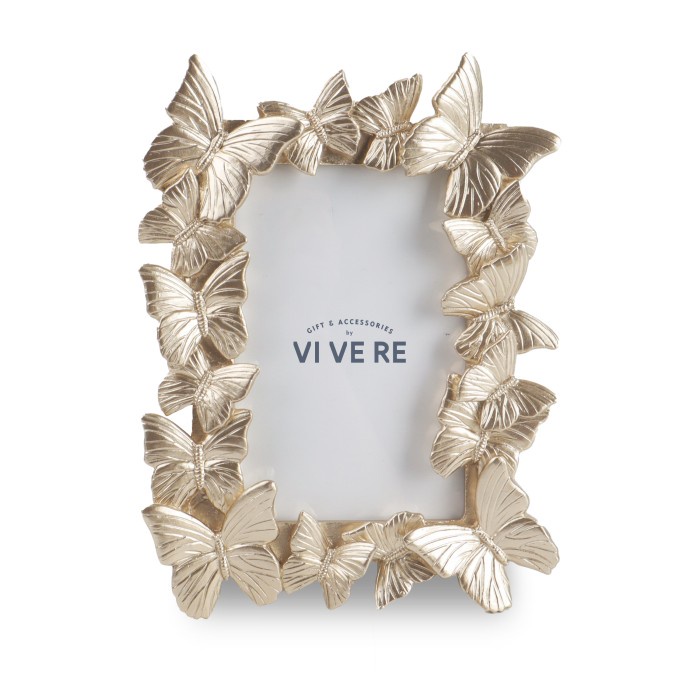 Frm Vivere Photo Frame Deco Butterfly Light Gold 4X6Inch - Bingkai Foto