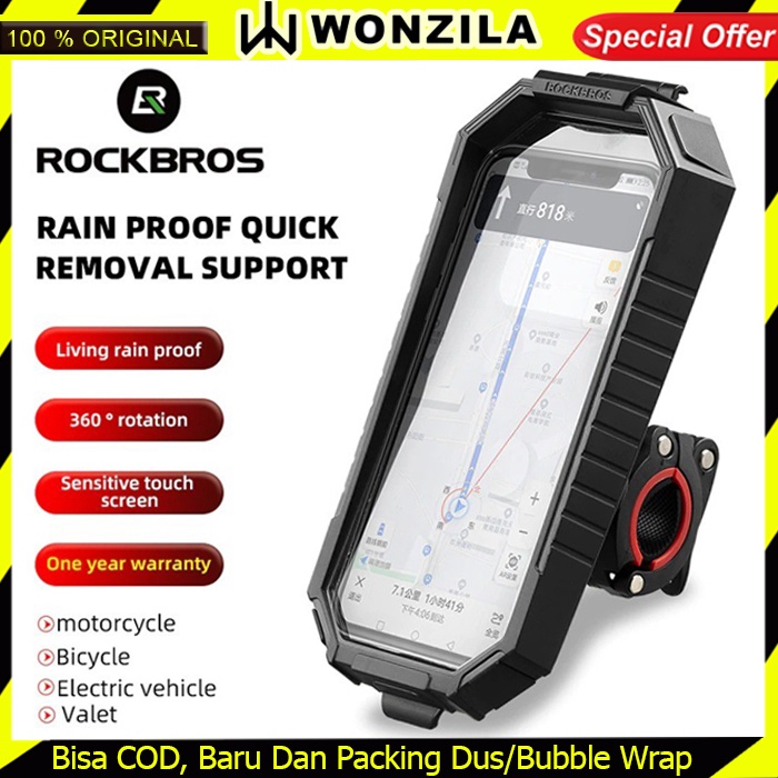Rockbros Phone Holder Motor Sepeda Waterproof Touchscreen Bag 22001