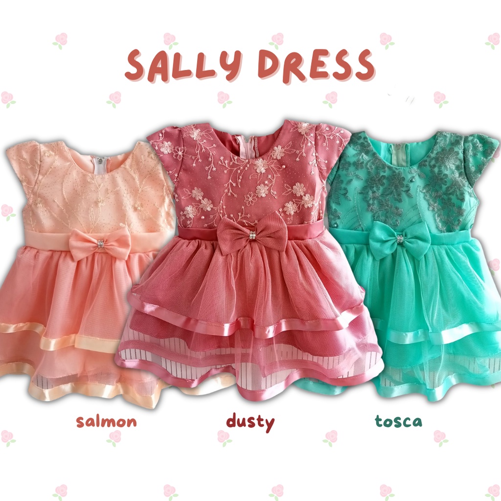 dress pesta bayi 6 12 bulan sally dress anak pesta kondangan baby tile dress ulang tahun anak