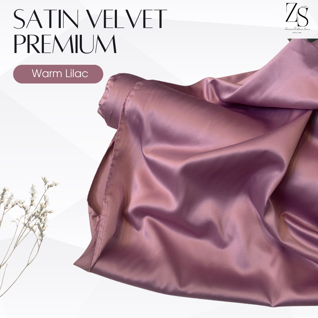 Kain Satin Velvet Premium Warna Warm Ungu Lilac Premium Meteran