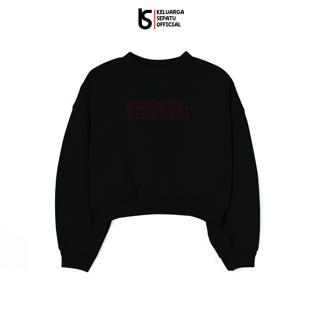SWEATER CROP OVERSIZE SWEATER SABLON MOTIF STRONGEST SWEATER CEWE MURAH SWEATER WANITA