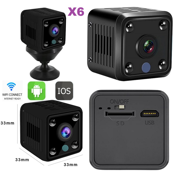 Camera X6 X5 A9 Kamera IP Mini WiFi Kamera Olahraga HD 1080P Pengawasan Keamanan Nirkabel Baterai Bawaan Penglihatan Malam Kamera Mikro Rumah Pintar