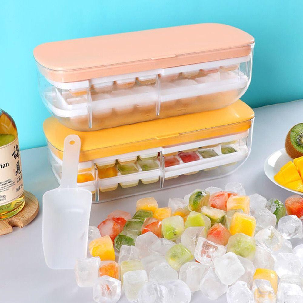 Solighter Cetakan Es Persegi Silikon Kualitas Tinggi Alat Kreatif Press Type Ice Cube Maker