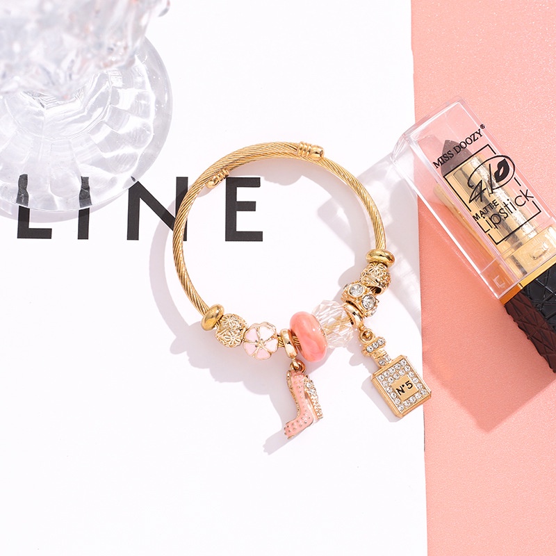 XiaoboACC Manik-Manik Botol Parfum DIY Fashion Korea Gelang Stainless Steel