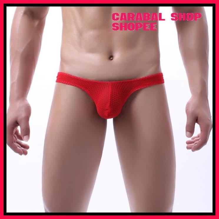 CELANA DALAM PRIA THONG / MESH THONG PRIA CELANA DALAM THONG PRIA THONG JALA JARING RED D4012R BAHAN