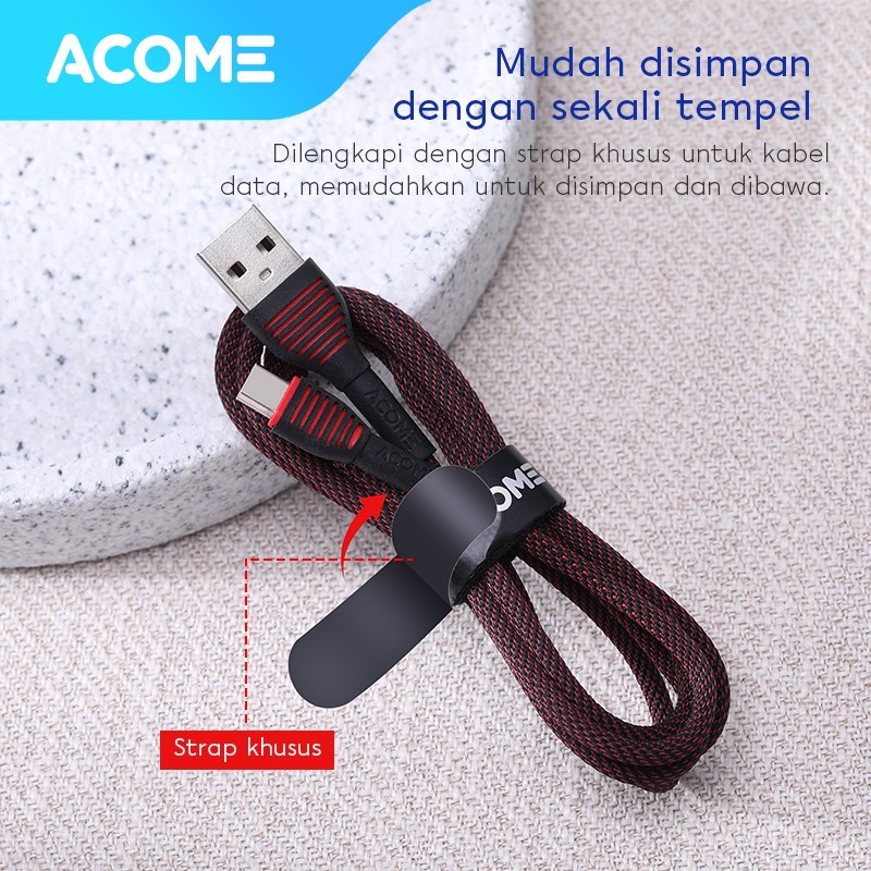 Kabel Data MICRO USB ACOME ASM010 Fast Charging 2.4A Garansi Resmi 1 Tahun