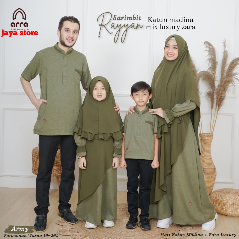 Baju Lebaran Couple Keluarga Sarimbit Keluarga Muslim Arra Rayyan Army