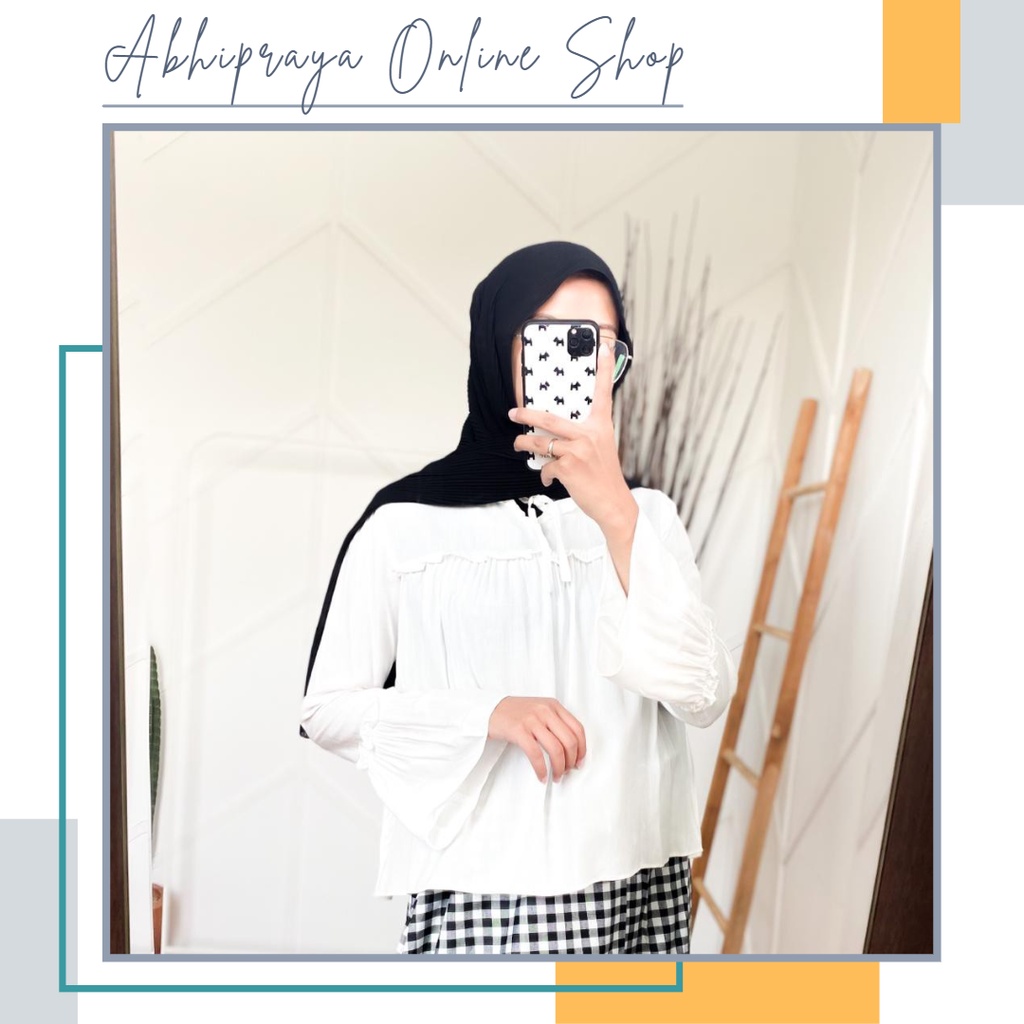 Shirt Cringkle Blouse Kringkel Serut Atasan Wanita Tangan Panjang Fashion Muslim NH01 211051