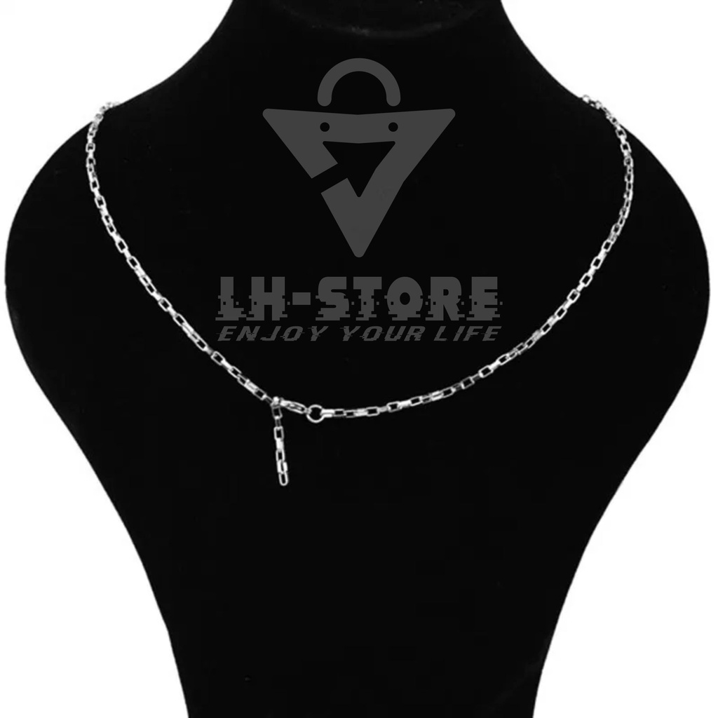 Kalung Titanium Pria/Wanita Berlapis Perak Rantai Persegi Gaya Korea Jungkook Hip-Hop Choker Terbaru Anti Karat Tidak Luntur