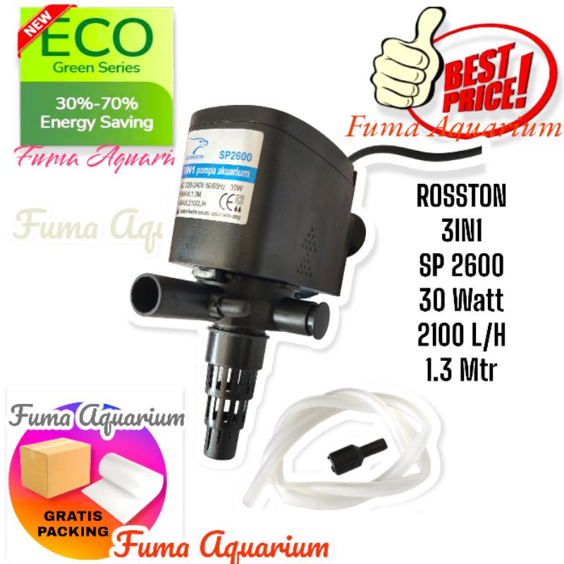 Mesin Pompa Celup power head ROSSTON 3in1 SP 2600 Filter Aquarium Aquascape Low Watt Eco Power Submersible Pump