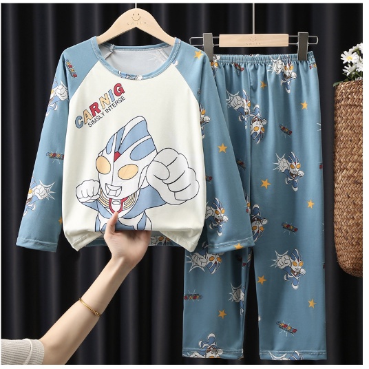 babyfit baju tidur piyama anak cowok setelan lengan panjang celana panjang import xs-0325r