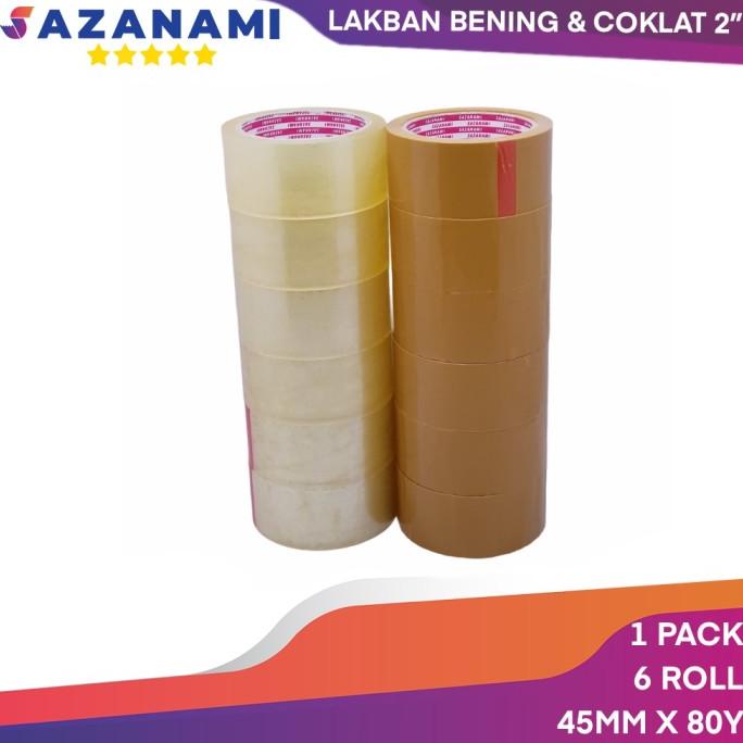 

Lakban Bening 2" Inch 80 Yard Sazanami Opp Tape Isolasi Selotip