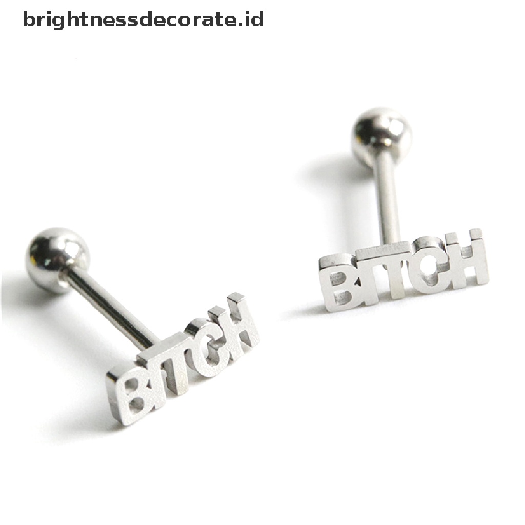 [Birth] Punk Stainless Steel Finger Kiss Lidah Cincin Perhiasan Cincin Barbel Tubuh [ID]