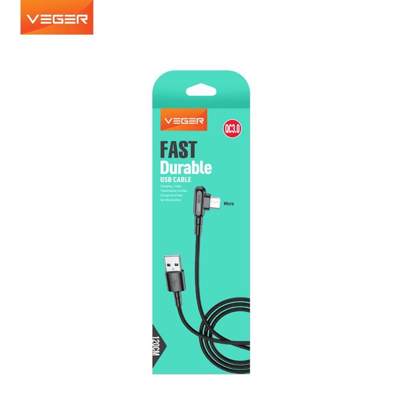 VEGER Kabel Data Micro VP20 USB - Veger Kabel Type Micro 3.0 Quick Charge QC 120 cm