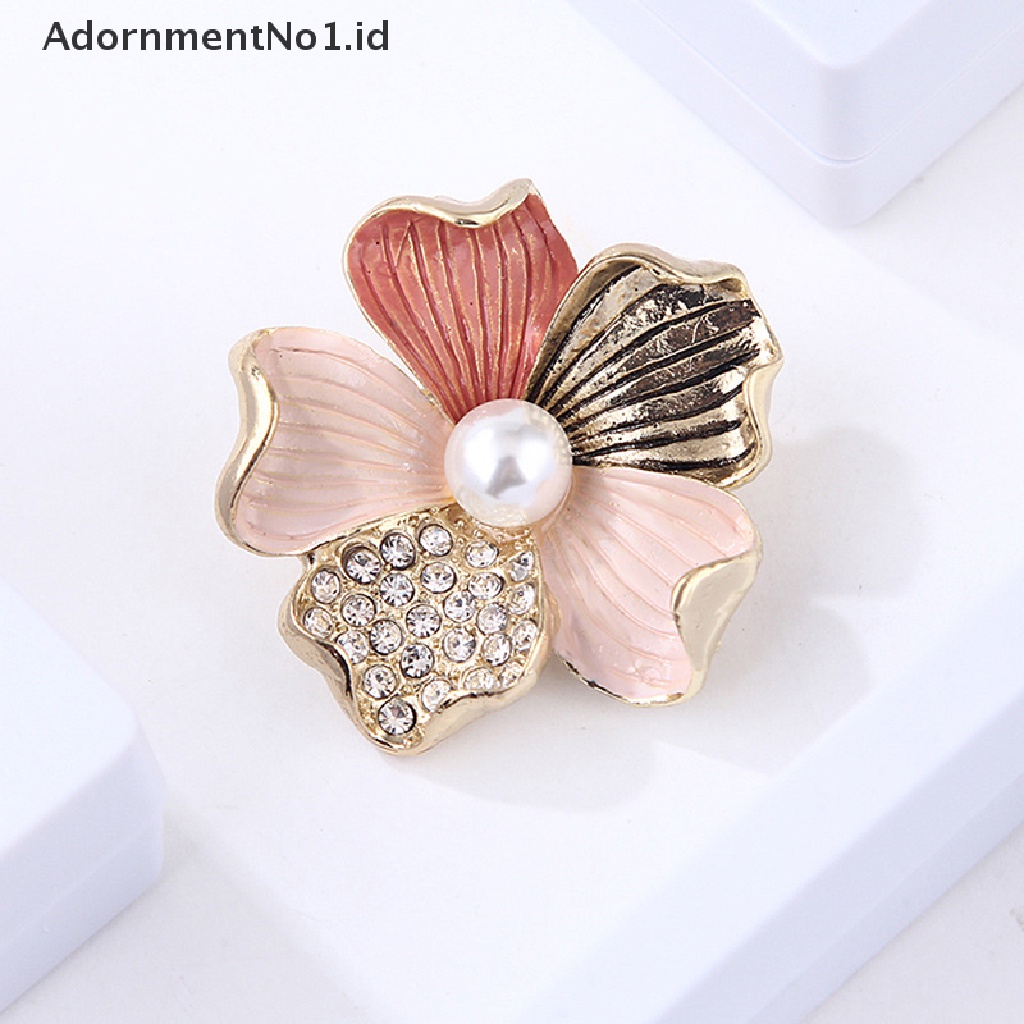 [AdornmentNo1] Fashion Kristal Berlian Imitasi Mutiara Bunga Bros Pin Wanita Gadis Anti-exposure Brooch [ID]