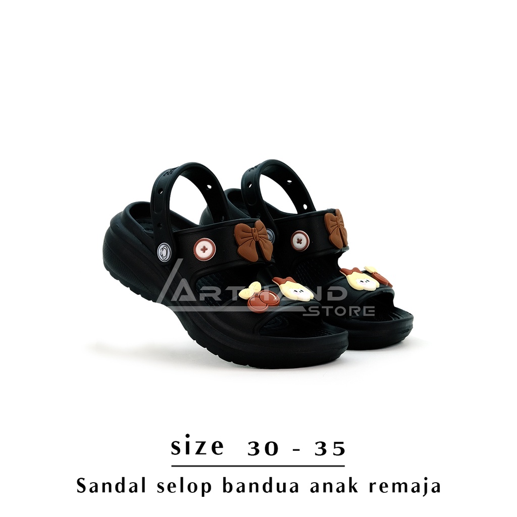 Arthand - Sandal Slop Wanita Ban Dua Anti Slip Elastic Empuk Tali Belakang Motif Lucu