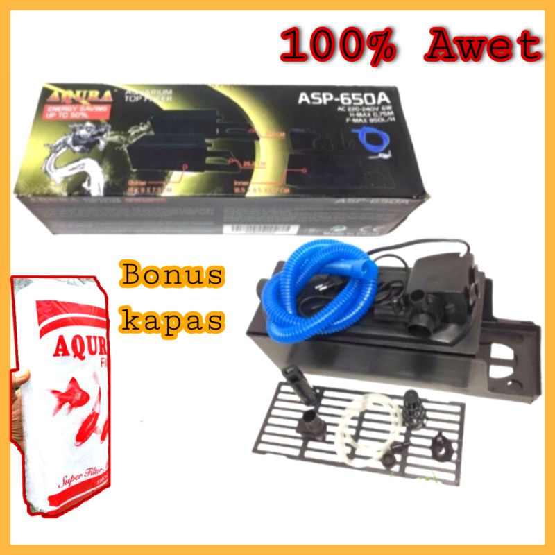 Pompa Filter Aquarium Asp 650A 1 set lengkap aqura awet