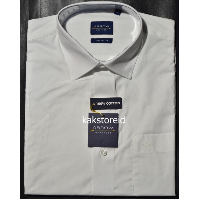 kemeja Kemeja Pria Formal Lengan Pendek ARROW Putih Polos Reguler ARR 201 ORI - 14.5 Reguler(C0L2) K