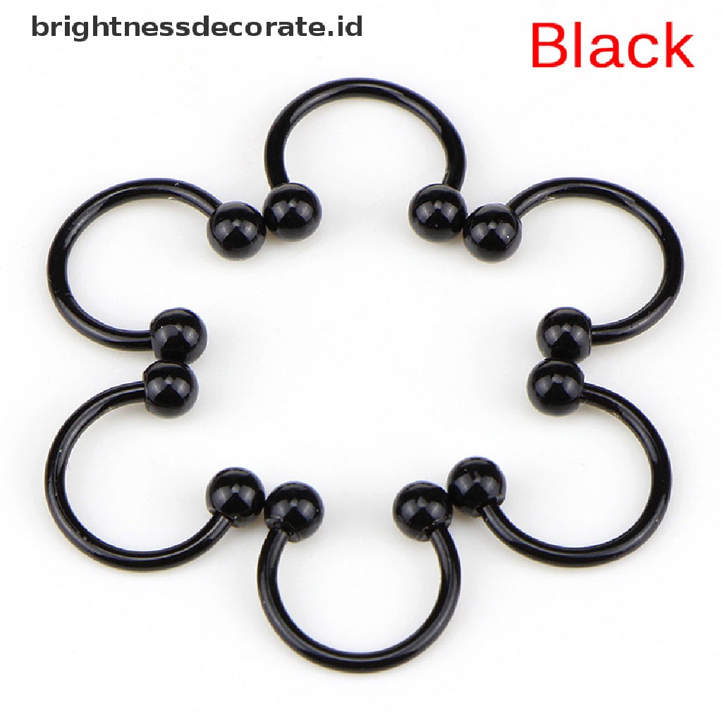 [Birth] 10pcs Stainless Steel Tapal Kuda Bar Bibir Hidung Septum Telinga Cincin Stud Set [ID]