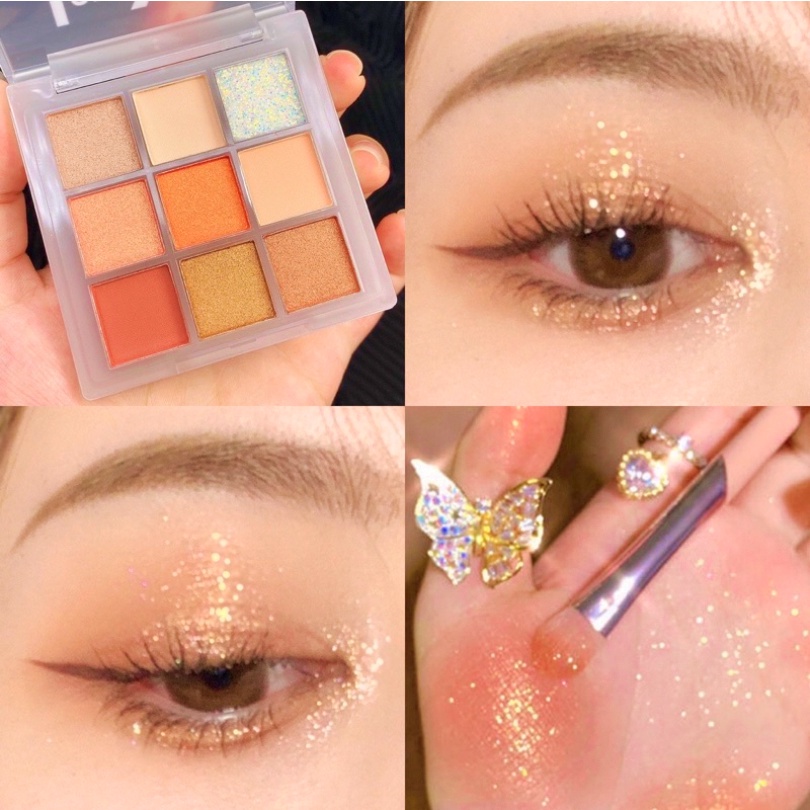 LAMEILA Eyeshadow 9 Warna Pigmen Glitter Pallete Powder Texture All i see you LA059 5099