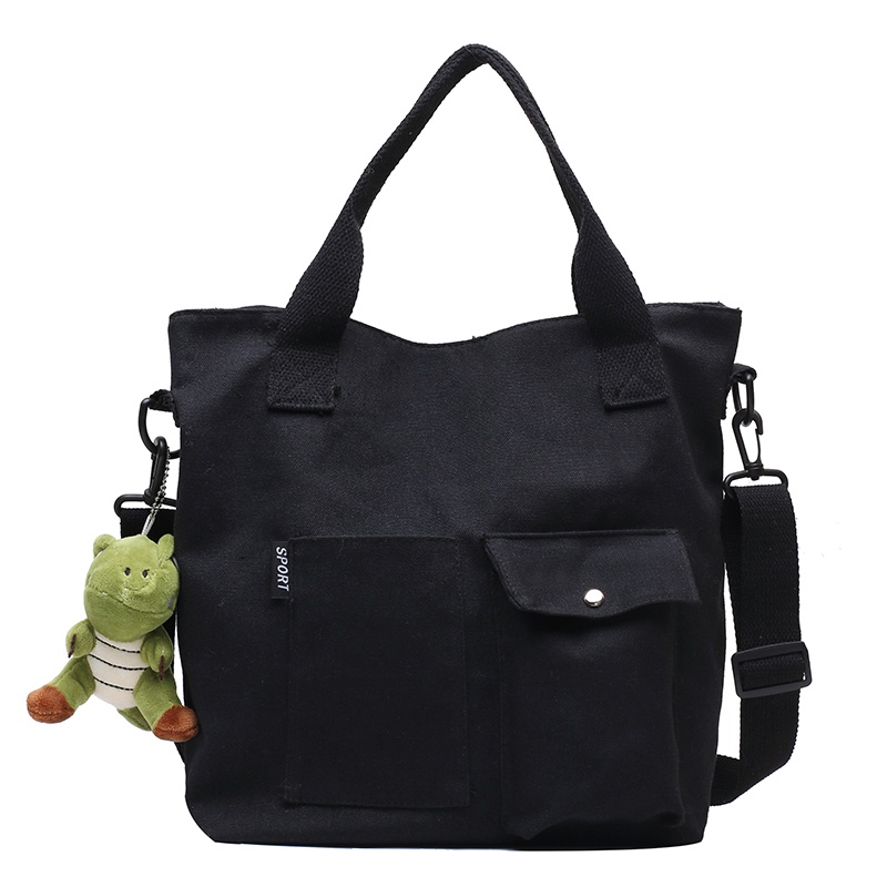 ◑☈❃Sera Canvas Big Bag Women s Bag New 2022 Korean Version Student Class Portable Tote Bag Bag Shoulder Messenger Bag