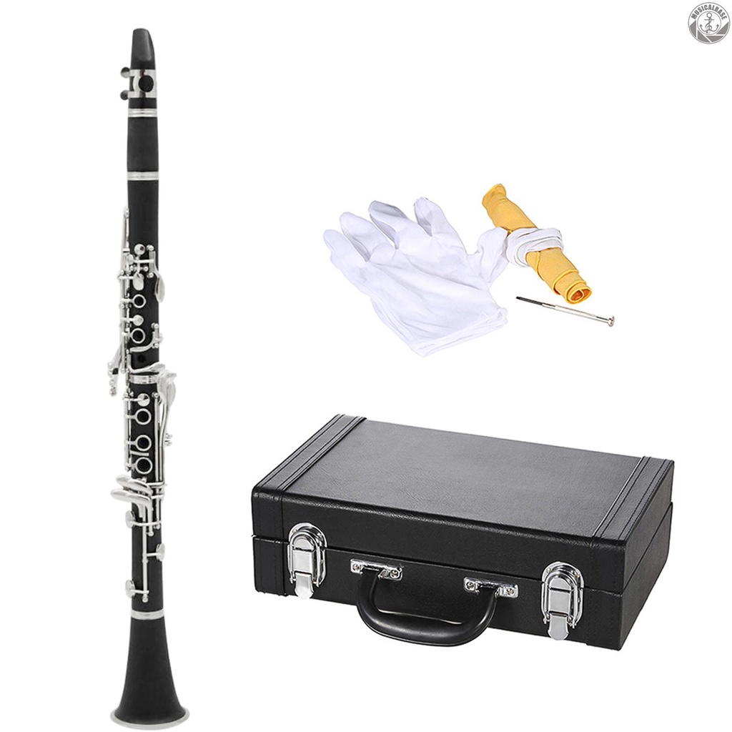[In Stock] ABS Clarinet Bb Cupronickel Lapis Nikel17Kunci Dengan Kain Pembersih Sarung Tangan Obeng Instrumen Angin Kayu Untuk Pelajar Pemula