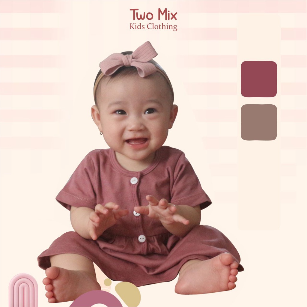 Two Mix - Setelan Baju Dress Bayi Perempuan Lucu Lebaran 0-3 Tahun 4219