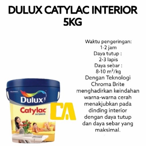 """] CAT DULUX CATYLAC INTERIOR PUTIH 5KG (GOJEK)