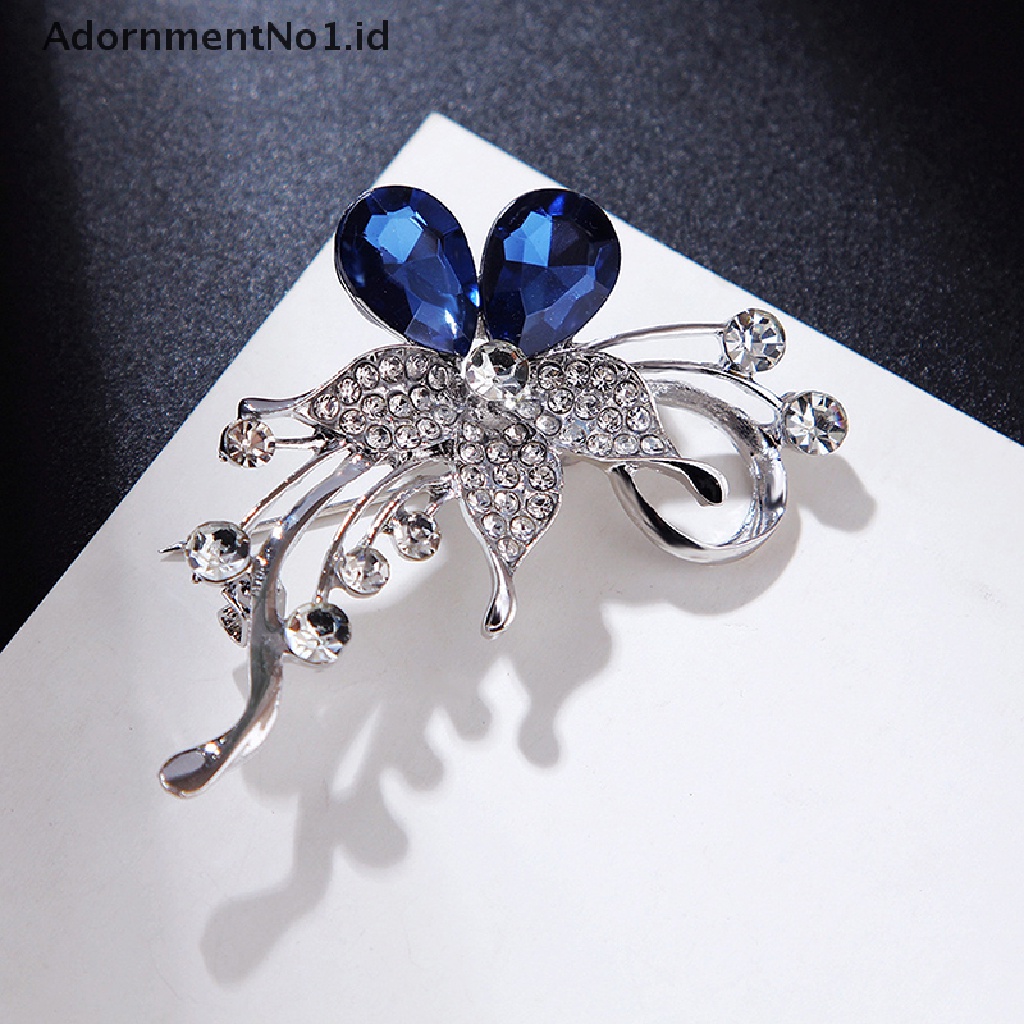 [AdornmentNo1] Kristal Berlian Bertabur Lima Kelopak Bunga Perhiasan Bros Wanita Brooch Pin [ID]