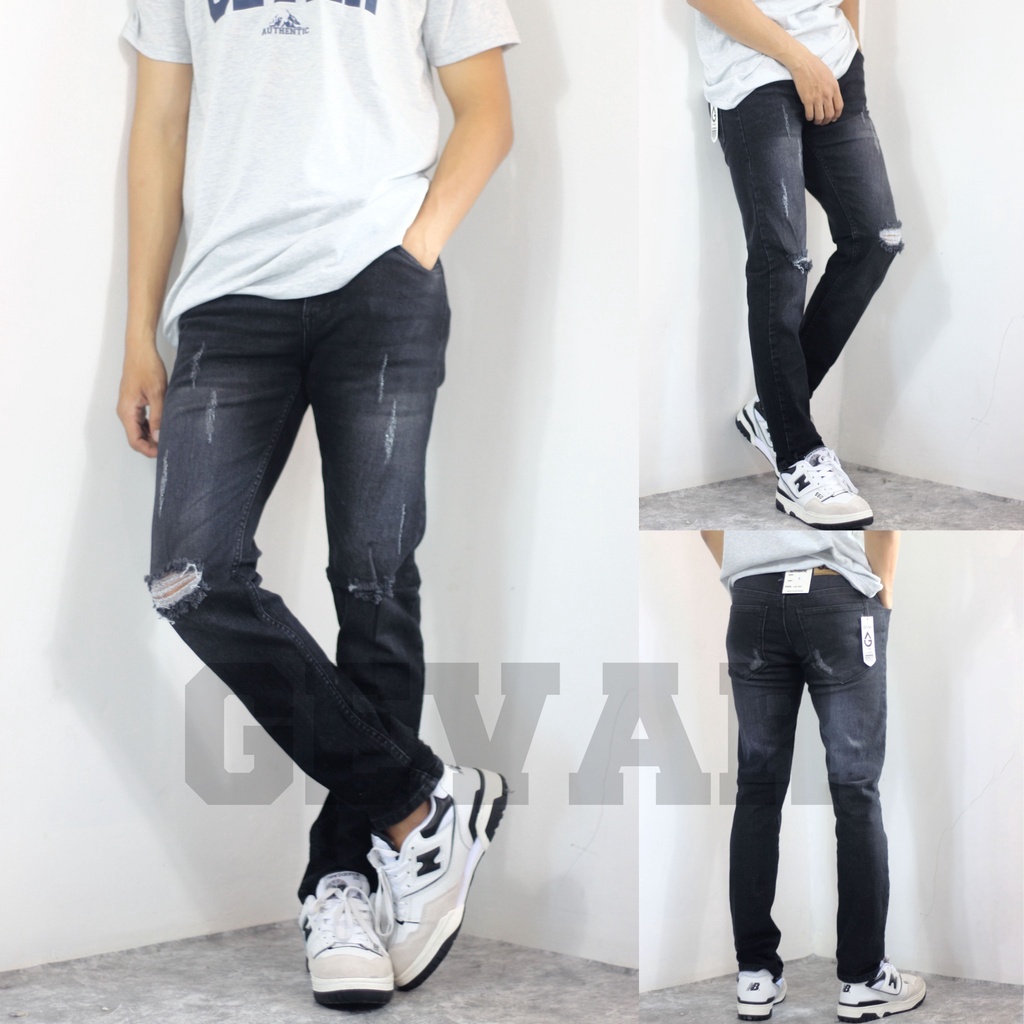 celana sobek pria panjang slimfit / jeans panjang pria sobek / jeans sobek lutut pria / jeans pria sobek / jeans sobek panjang