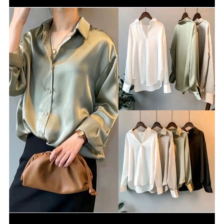 kemeja blus satin zara fit to XL