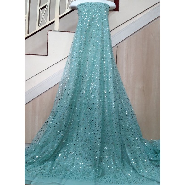 Kain Tile/Tulle Sequeen Mutiara, kain tile brokat, tile mutiara, tile polos,  tile sequin (Harga Set