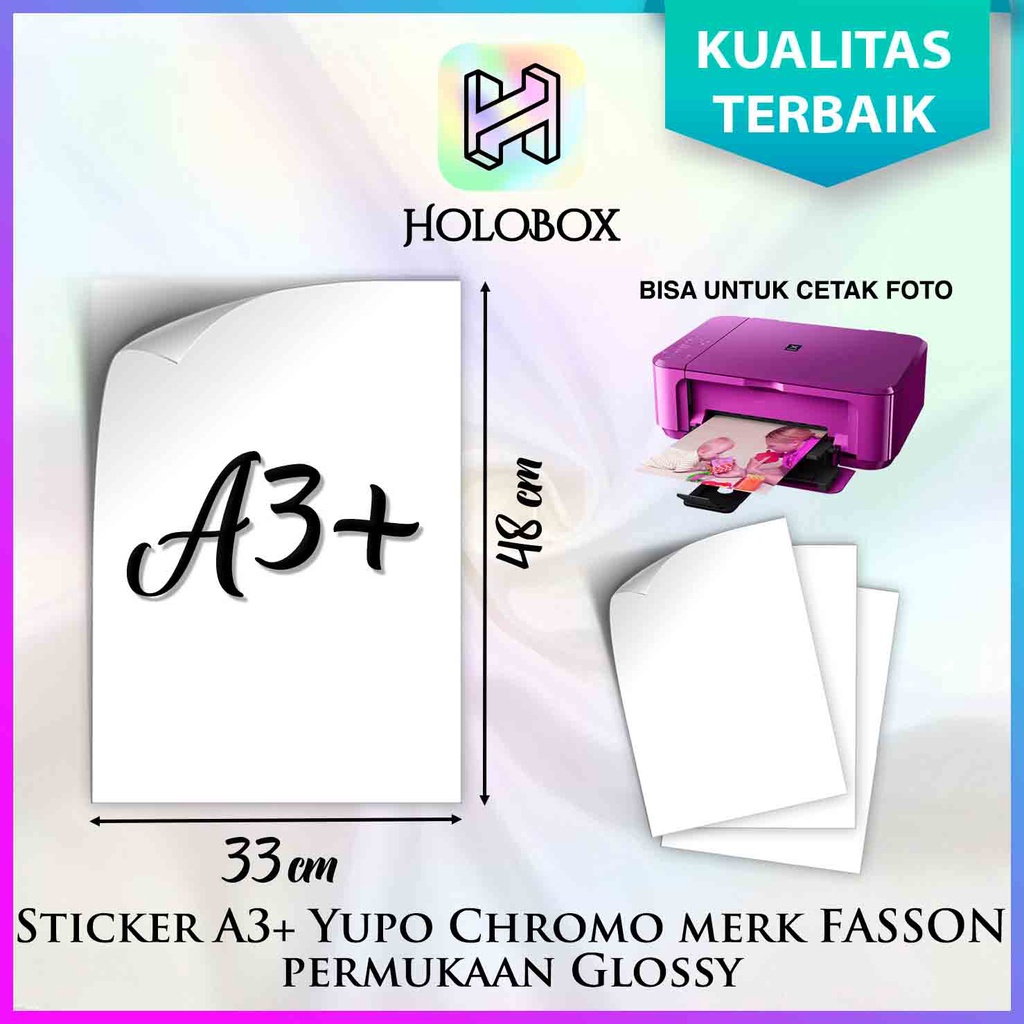 

Kertas Sticker Chromo/Stiker Gloss/Fasson A3+ Uk.48.3 x 32.9 cm