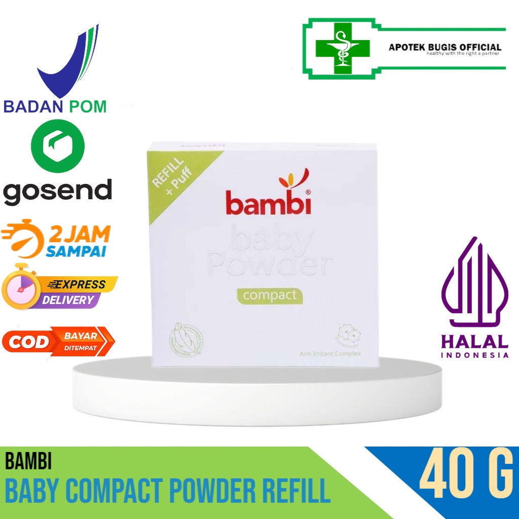 Bambi Baby Compact Powder Refill Size 40 gram | menjaga kulit bayi