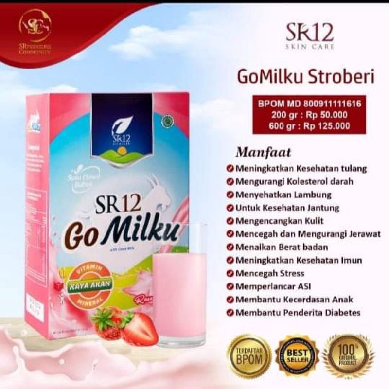 

Susu go milku SR12 rasa strawberry, susu kambing etawa