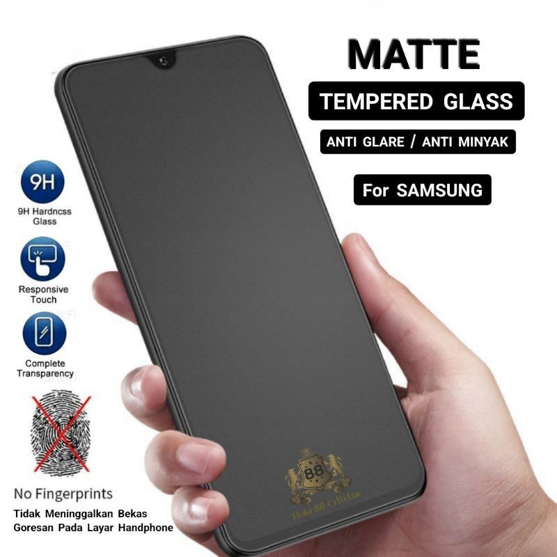 Matte Glass 9H Full Layar Samsung A04 A04S A04E A04 Core M12 M13 4G M13 5G M32 5G M52 5G M62 5G M72 5G M23 M33 M34 5G M53 Tempered Glass Anti Minyak Anti Gores Full Layar