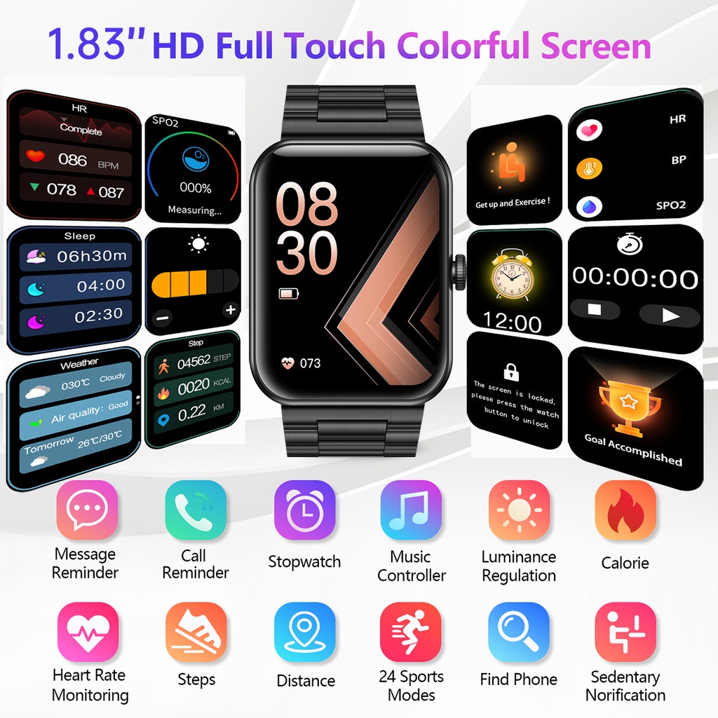 AITO BIP Smartwatch Wanita 1.95inch HD Touch Screen Bluetooth Call Kalkulator Jam Tangan Pria Wanita Sport Mode IP67 Waterproof Smart Watch Original