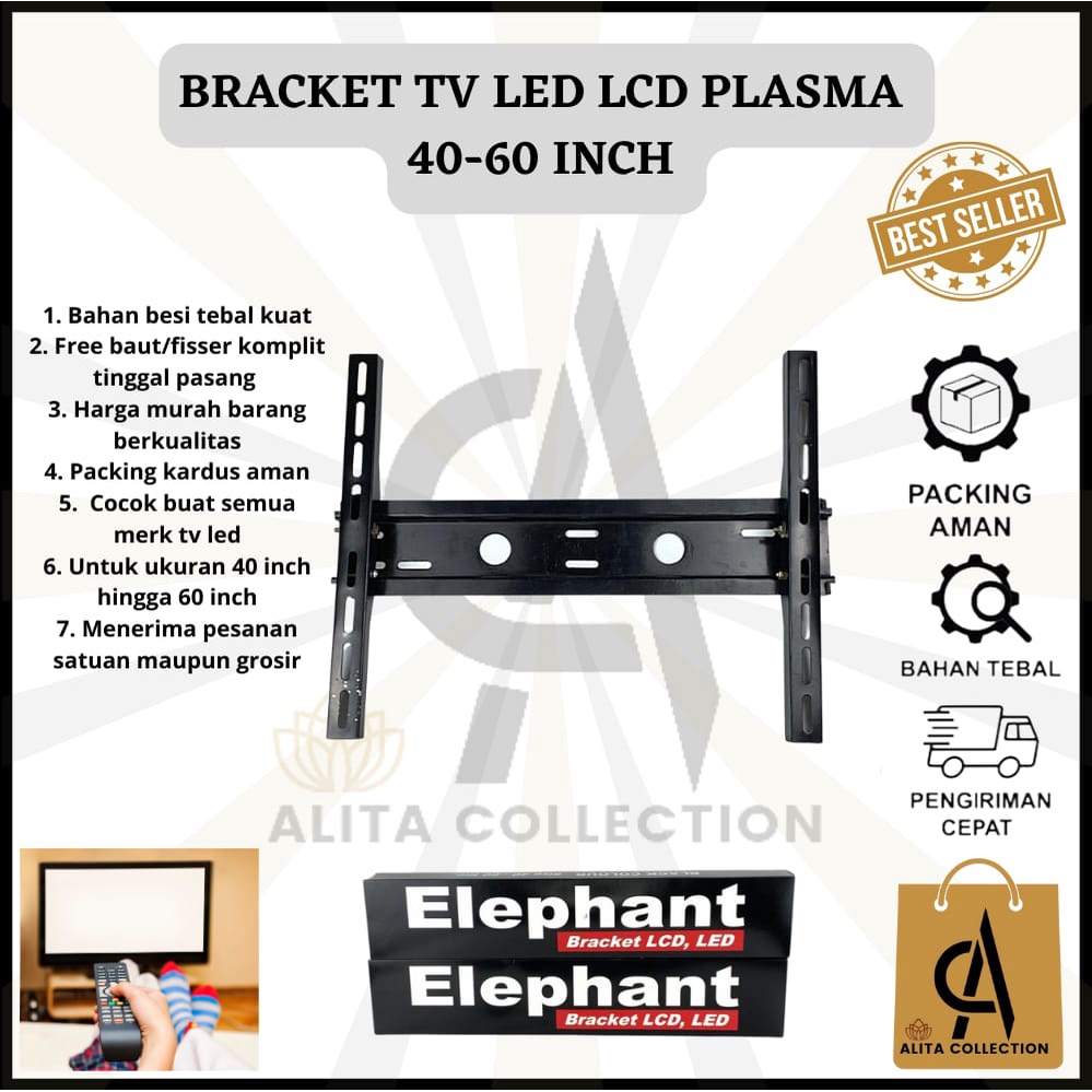 BRACKET TV 60 INCH LED LCD PLASMA FLAT PANEL UKURAN 40"-60" HARGA MURAH BARANG BERKUALITAS