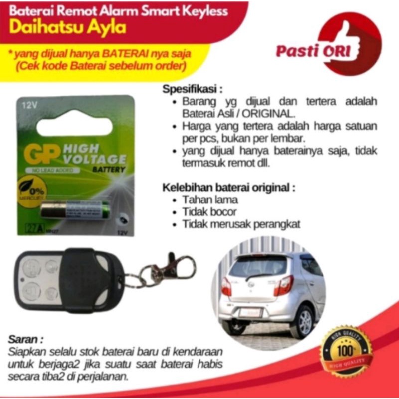 Baterai Remote Mobil Untuk Daihatsu Alya Original Bawaan Pabrik