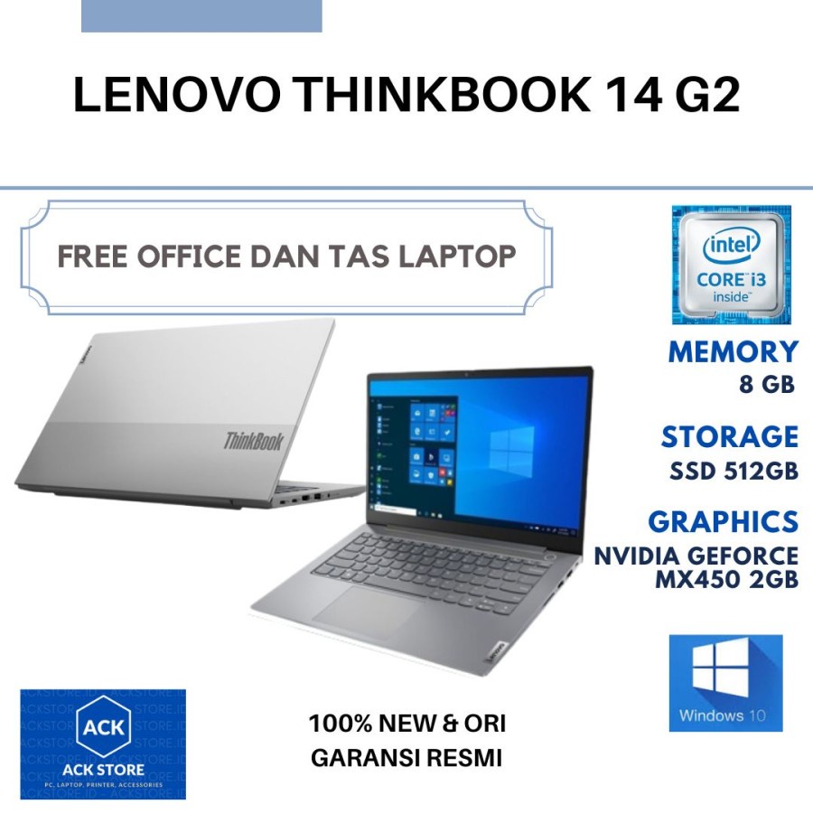 LENOVO THINKBOOK 14 G2 MRID ITL I3 1115G4 8GB SSD 512GB MX450 W10S OHS